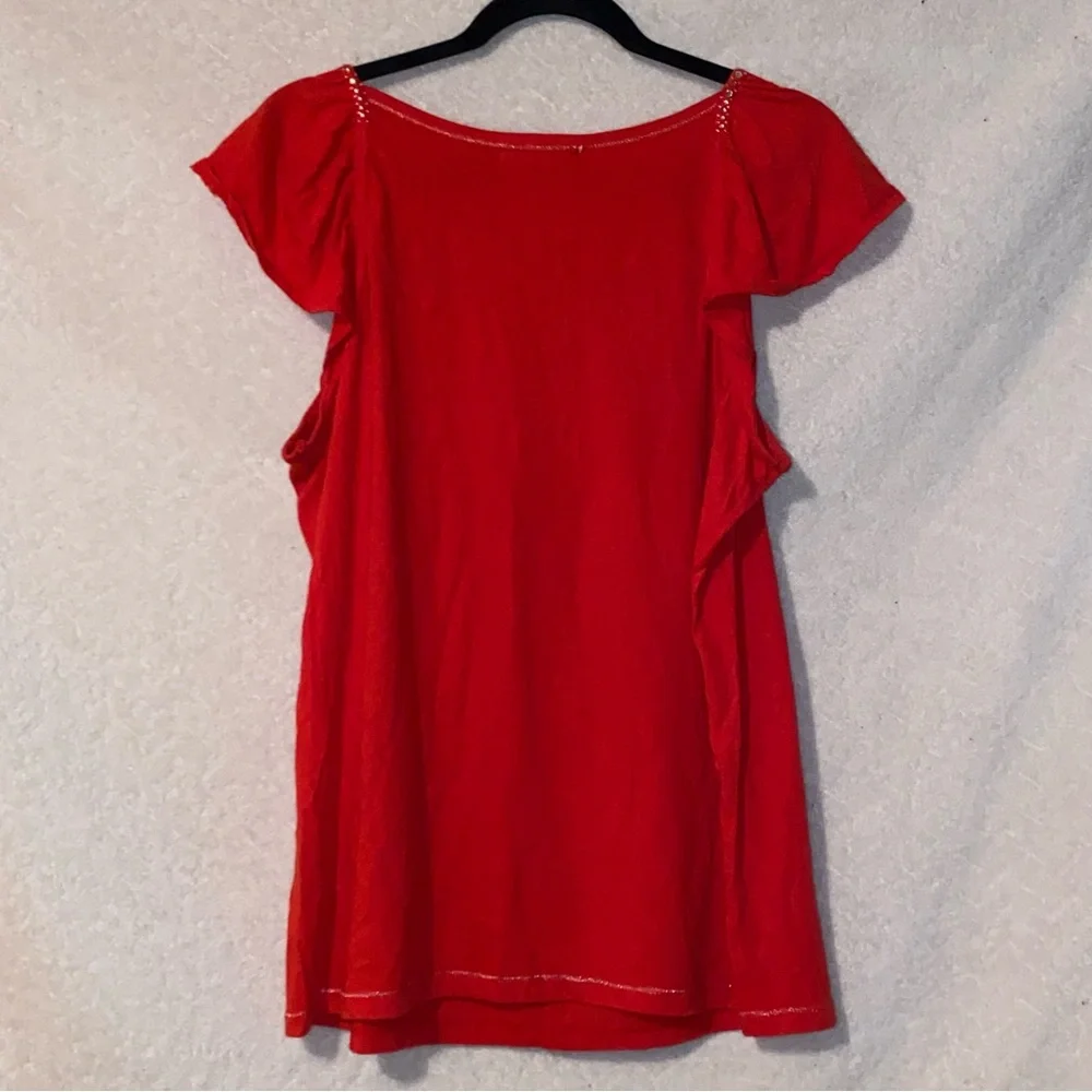 Red Ruffled Rhinestone Top 💋 - Picture 2 of 3